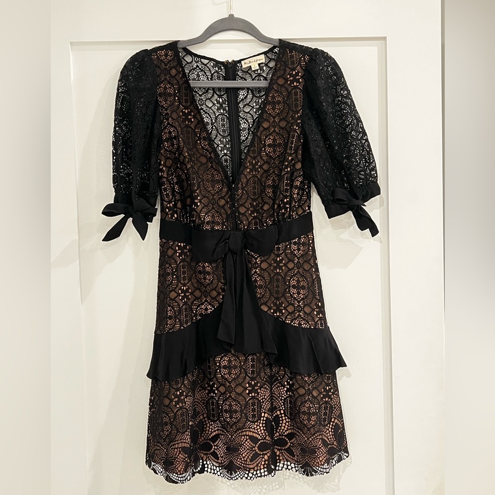 For Love and Lemons black mini dress with bow